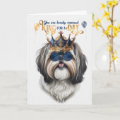 Shih Tzu Dog King for a Day Funny Birthday Kaart (Gele Bloem)