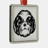 Shih Tzu Dog Metalen Ornament (Rechts)