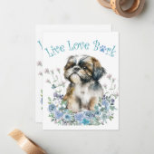 Shih Tzu Dog Mom Floral Notitiekaartje (Voorkant / Achterkant in situ)
