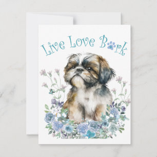Shih Tzu Dog Mom Floral Notitiekaartje