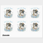 Shih Tzu Dog Mom Floral Vierkante Sticker (Vel)