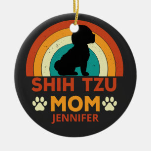 Shih Tzu Dog Mom Sunset gepersonaliseerd Keramisch Ornament