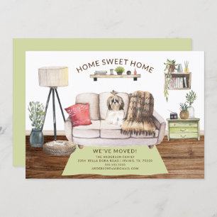 Shih tzu Dog Moving Announcement Kaart