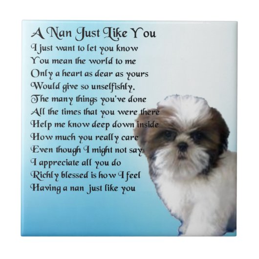 Shih Tzu Dog - Nan Poem Tegeltje (Voorkant)