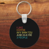 Shih Tzu Dog Owner Coffee Lovers Funny Quote Vinta Sleutelhanger (Voorkant)