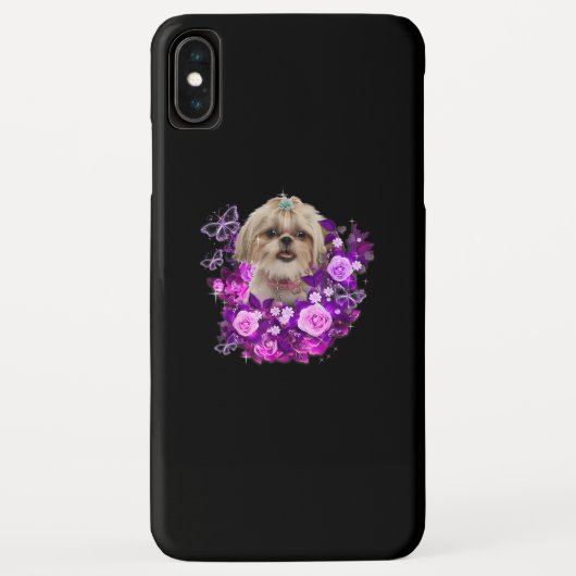 Shih Tzu Dog Paars Roos Flower Floral Gift Idea . Case-Mate iPhone Case (Achterkant)
