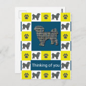 Shih Tzu Dog & Paw Yellow & Blue Thinking of You Briefkaart (Voorkant / Achterkant)