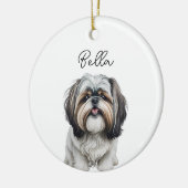 Shih Tzu Dog Pet Aangepaste Naam Vakantie Kerstmis Keramisch Ornament (Links)