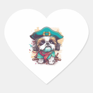 Shih Tzu Dog Pirate Hart Sticker