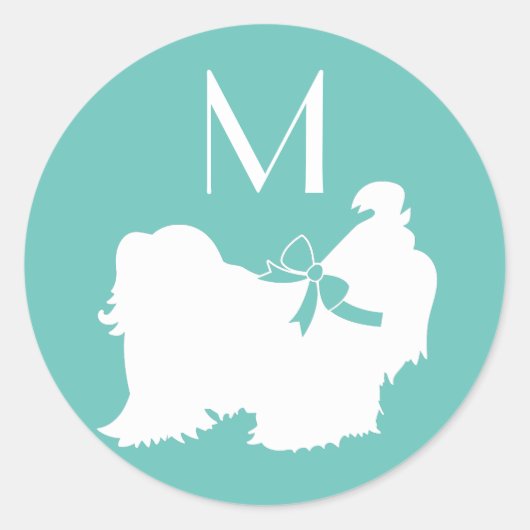 Shih-Tzu Dog Puppy Long Hair Ronde Sticker (Voorkant)