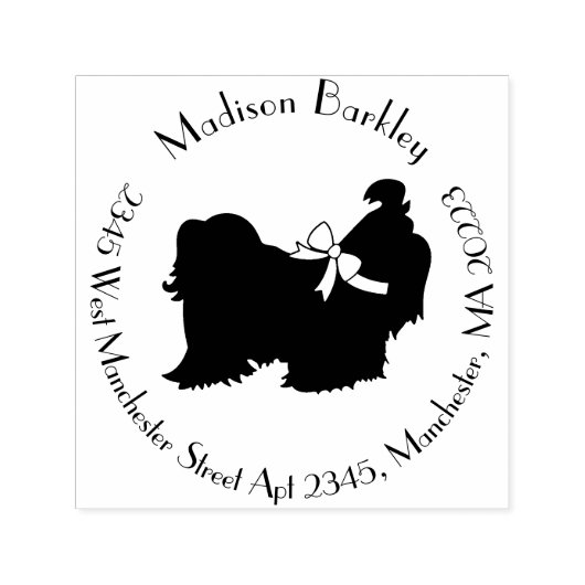 Shih-Tzu Dog Puppy Long Hair Zelfinktende Stempel (Design)