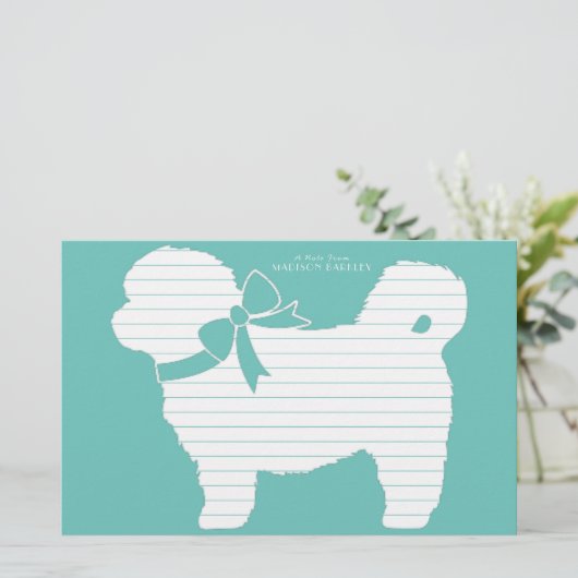 Shih Tzu Dog Puppy Teddy Bear Short Hair Briefpapier (Staand voorkant)