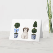 Shih Tzu Dog Puppy Topiary Waterverf Kaart (Voorkant)