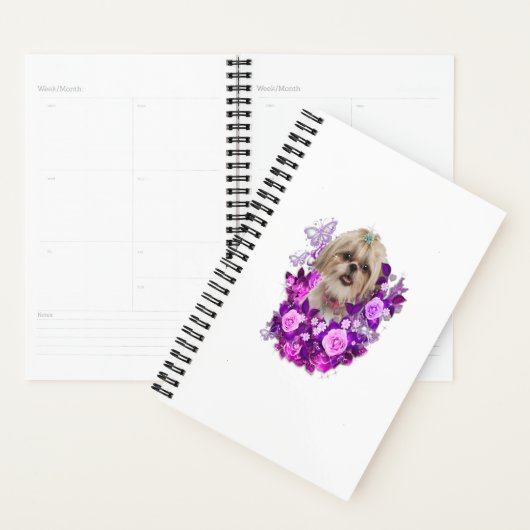 Shih Tzu Dog Purple Rose Flower Floral Gift Planner (Display)