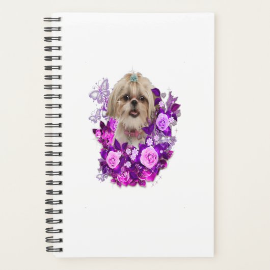 Shih Tzu Dog Purple Rose Flower Floral Gift Planner (Voorkant)
