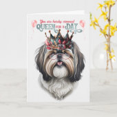 Shih Tzu Dog Queen voor een dag grappige verjaarda Kaart (Gele Bloem)