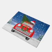 Shih Tzu Dog rijdt met sneeuwkerst Deurmat (Schuin)