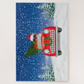 Shih Tzu Dog rijdt met sneeuwkerst Legpuzzel (Verticaal)