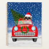 Shih Tzu Dog rijdt met sneeuwkerst Planner (Voorkant)