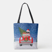 Shih Tzu Dog rijdt met sneeuwkerst Tote Bag (Achterkant)