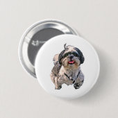 Shih Tzu Dog Ronde Button 5,7 Cm (Voorkant /achterkant)