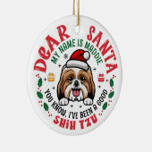 Shih Tzu Dog Santa Gepersonaliseerde kerstboom Keramisch Ornament (Rechts)
