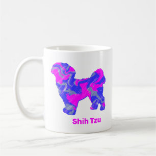 Shih Tzu Dog Silhouette Crazy Hot Pink Koffiemok