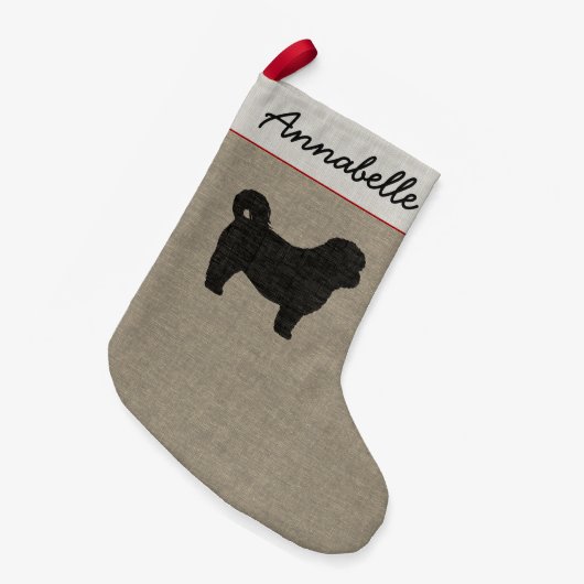 Shih Tzu Dog Silhouette Holiday Persoonlijke mas Kleine Kerstsok (Voorkant (Hangend))