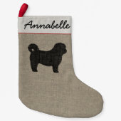 Shih Tzu Dog Silhouette Holiday Persoonlijke mas Kleine Kerstsok (Voorkant)