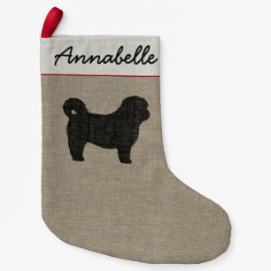 Shih Tzu Dog Silhouette Holiday Persoonlijke mas Kleine Kerstsok