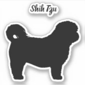 Shih Tzu Dog Silhouette Hondenras Vinyl Sticker (Voorkant)