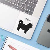 Shih Tzu Dog Silhouette Hondenras Vinyl Sticker (Laptop met iPhone)