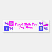 Shih Tzu Dog Silhouette Hot Pink en Blue Best Mam Bumpersticker (Voorkant)