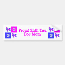 Shih Tzu Dog Silhouette Hot Pink en Blue Best Mam