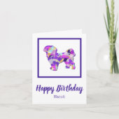 Shih Tzu Dog Silhouette Leuke Paarse PY&B Verjaard Kaart (Voorkant)