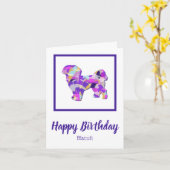 Shih Tzu Dog Silhouette Leuke Paarse PY&B Verjaard Kaart (Gele Bloem)