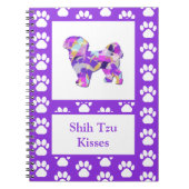 Shih Tzu Dog Silhouette Paw Schattig Paarse PY & B Notitieboek (Voorkant)