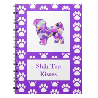 Shih Tzu Dog Silhouette Paw Schattig Paarse PY & B Notitieboek