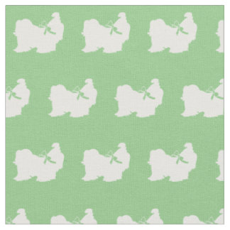 Shih Tzu Dog Silhouette Pet Sage Green Stof