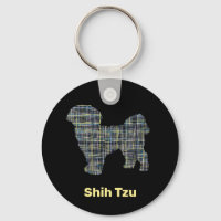 Shih Tzu Dog Silhouette Yellow & Black Grid Lines