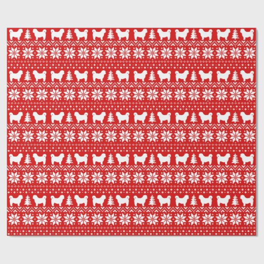 Shih Tzu Dog Silhouetten Kerst Trui Patroon Cadeaupapier (Vlak)