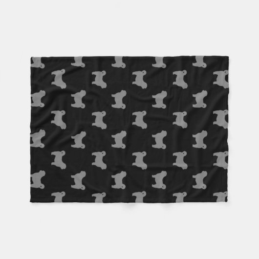 Shih Tzu Dog Silhouettes Pattern Black and Grey Fleece Deken (Voorkant (Horizontaal))