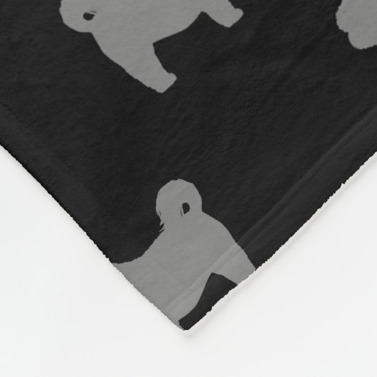 Shih Tzu Dog Silhouettes Pattern Black and Grey Fleece Deken (Hoek)