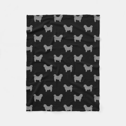 Shih Tzu Dog Silhouettes Pattern Black and Grey Fleece Deken (Voorkant)