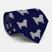 Shih Tzu Dog Silhouettes Pattern Blue Stropdas