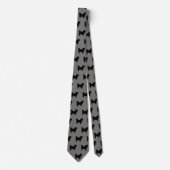 Shih Tzu Dog Silhouettes Pattern Grey and Black Stropdas (Voorkant)