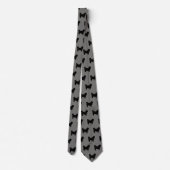 Shih Tzu Dog Silhouettes Pattern Grey and Black Stropdas (Achterkant)