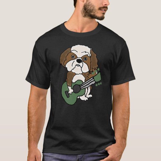Shih Tzu Dog Speling Guitar T-shirt (Voorkant)