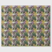 Shih Tzu Dog Spring Bloemen Schilderen Cadeaupapier (Vlak)