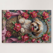 Shih Tzu Dog Valentine's Day Peony Flower Basket Legpuzzel (Horizontaal)